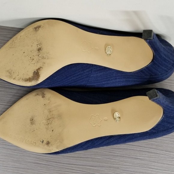 Chales David Caterina Pointy Toe Pump, Blue Textile, Womens Size 8 - Picture 9 of 10